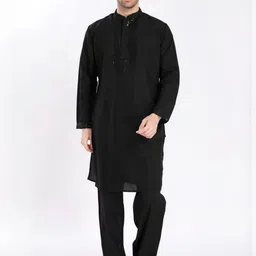 PulseIQ Embroidered Mandarin Collar Sequinned Straight Kurta With Pyjamas-picture-25