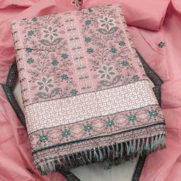 Ishin Floral Embroidered Pure Cotton Zari Unstitched Dress Material-picture-11