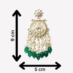 TESSARA Gold-Plated Artificial Stones Studded And Beaded Floral Shaped Drop Earrings image 2
