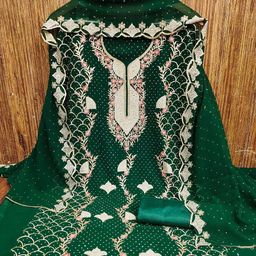 Rangtulika Ethnics Floral Embroidered Georgette Unstitched Dress Material-picture-28