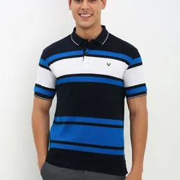 Allen Solly Men Striped Polo Collar Cotton T-Shirt-picture-44