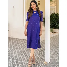 Pantos Women Ethnic Motifs Printed Keyhole Neck Kurta-picture-30