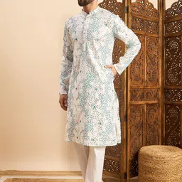 House of Pataudi Embroidered Straight Kurta image 3