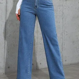 Glossia Women Comfort Straight Fit High-Rise Light Fade Acid Wash Stretchable Jeans-picture-21