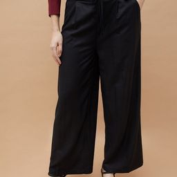 CODE by Lifestyle Women Wide Leg Mid-Rise Pleated Trousers-picture-4