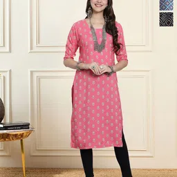 HERE&NOW Women Pack Of 3 Ethnic Motifs Printed Crepe Kurta-picture-33