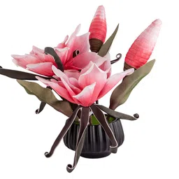 AARVI DECOR STUDIO Pink 1 Pieces Magnolia Artificial Flower With Pot image 3