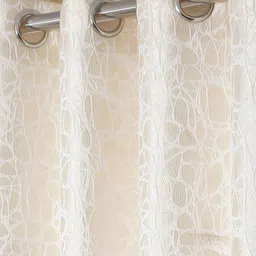 HOSTA HOMES Cream-Coloured & White Geometric Window Curtain image 3