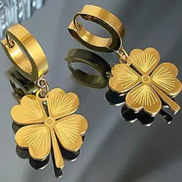 Lady Raiment Floral Stainless Steel Gold Plated Drop Earrings-image-34