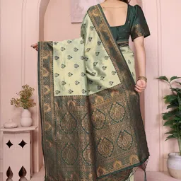 WOVENSTOCK Woven Design Zari Art Silk Handloom Kanjeevaram Saree image 3