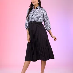 Raiyani Enterprise Women Abstract Printed Fit & Flare Knee Length Dress image 3