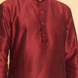 Arihant Rai Sinha Mandarin Collar Pure Silk Kurta With Churidar image 4