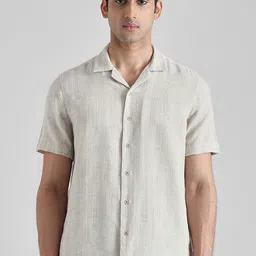 Mufti Men Relaxed Fit Textured Cuban Collar Casual Shirt-image-93
