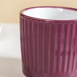 Nestasia Purple & White 6 Pieces Crafted Ceramics Textured Ceramic Glossy Mugs 300 ml image 3