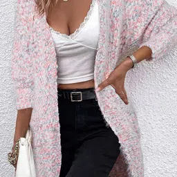 StyleCast Women Speckled Self Design Longline Sweaters-picture-21