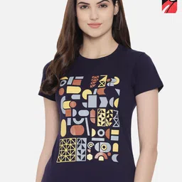 Dreambe Women Pack Of 2 Graphic Printed Round Neck Cotton T-shirts-picture-26