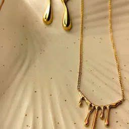 RaasRani Gold Plated Melt Drop Jewellery Set image 3