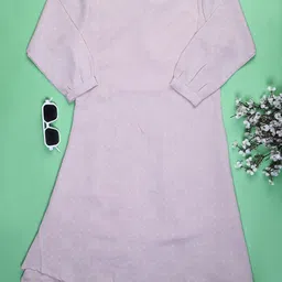 V-Mart Girls Solid Tie-Up Neck Fit and Flare Flared Dress image 2