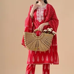 neel & ned Ethnic Motifs Printed Pure Cotton Kurta With Trousers & Dupatta-picture-41