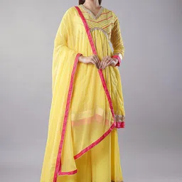 Utsav Fashion Embroidered Pleated Kurta with Sharara & Dupatta-picture-28
