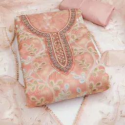 SHADOW & SAINING Embroidered Organza Semi-Stitched Dress Material-picture-26