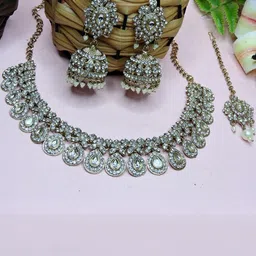 VATSALYA creation Alloy Silver White Jewellery Set-picture-14