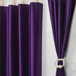 Aura Purple And White 2 Pieces Floral Printed Sheer Window Curtains image 4