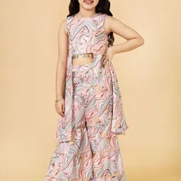 A.T.U.N. Girls Printed Crop Top With Palazzos image 1