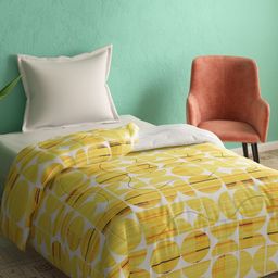 Portico Yellow & White Geometric Heavy Winter 300 GSM Single Bed Comforter-picture-36