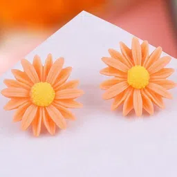 Estailo fashion Gold-Toned Floral Studs-image-15