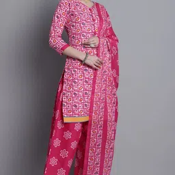 rajnandini Cotton Blend Printed Readymade Salwar Suit Ready to Wear Printed Kurta, Patiala & Dupatta Set image 3