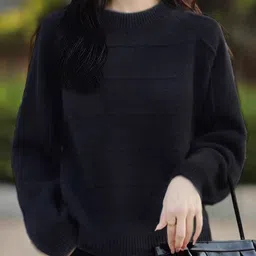 StyleCast Women Round Neck Long Sleeves Chevron Pullover Sweater-image-83