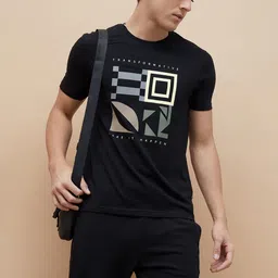 Fame Forever by Lifestyle Men Geometric Printed Round Neck Cotton T-shirt-picture-45