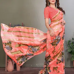 Moda Rapido Floral Printed Saree with Blouse Piece image 5