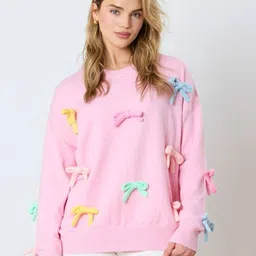 StyleCast Women Self Design Bow Embroidered Long Sleeve Pullover-picture-25
