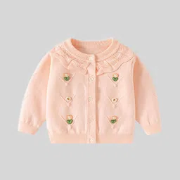 LULU & SKY Girls Floral Embroidered Round Neck Cardigan-picture-25