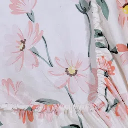 Myntra Elegant Homes White & Pink Printed Fitted 300 TC King Bedsheet Set 2.50 m x 2.25 m image 3