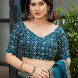 all about you Ethnic Motifs Embroidered Designer Saree image 5