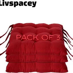 livspacey Microfibre Chair Pad Pack of 3 Solid Soft Square Seat Chair Pad for Home, Office & Car | 40x40x5 CM-picture-14