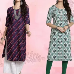 Ethnic basket Women Pack Of 2 Multicoloured Crepe Kurtas-picture-12
