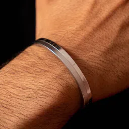 SWASHAA Men Benjomia Stainless Steel Silver-Plated Kada Bracelet-picture-27
