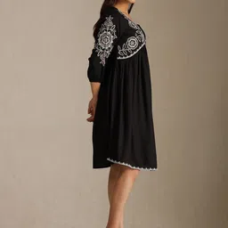 Soch Floral Embroidered Monochrome A-Line Ethnic Dress image 2