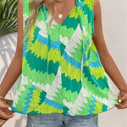 DressBerry Printed Tie-Up Neck Ruffled Longline Top image 2