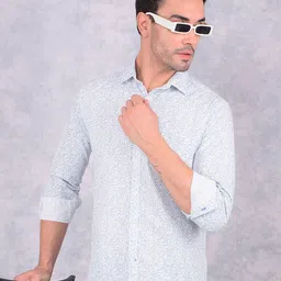 Crimsoune Club Men Smart Spread Collar Floral Printed Cotton Slim Fit Casual Shirt-picture-38