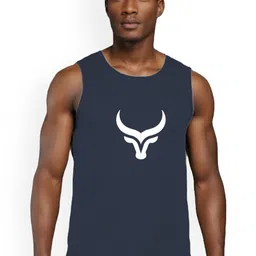 BLUEFICUS Printed Cotton Gym Vest 606_Gym_Vest_Navy_Blue_M-picture-13