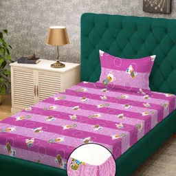 Myntra Elegant Homes Purple Printed Pure Cotton 400 TC Single Bedsheet Set 2.25 x 1.5 m-image-32