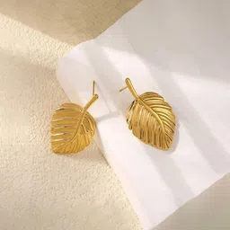 Designs & You Stainless Steel Gold-Plated Leaf Shaped Studs-picture-11