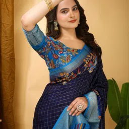 KALINI Kalamkari Printed Woven Design Zari Saree-picture-33