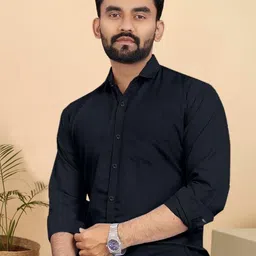 Metronaut Men Classic Fit Solid Spread Collar Cotton Casual Shirt-image-59