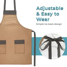 HOMESTIC 3-Pcs Golden & Brown Waterproof Apron With Front Pocket image 5